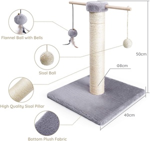 Kucing menggaruk tiang tali Sisal alami dan bola gantung pohon kucing memanjat bingkai mainan - Product Image 4