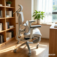 Chaise de bureau ergonomique moderne à dossier haut en maille avec accoudoirs 3D réglables et base pivotante pour usage domestique