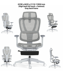 Chaise de bureau avec oreiller de soutien lombaire en maille Design réglable à dossier haut pour la maison et les utilisateurs obèses Qualité supérieure - Product Image 2