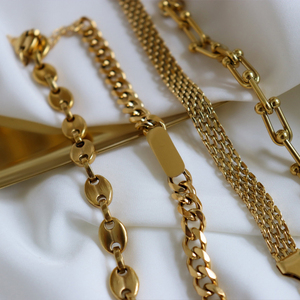 Bijoux étanches vintage <span class=keywords><strong>Bracelet</strong></span> chaîne cubaine en acier inoxydable <span class=keywords><strong>Bracelet</strong></span> en <span class=keywords><strong>maille</strong></span> plaqué <span class=keywords><strong>or</strong></span> 18 carats sans ternissement pour femmes - Product Image 6