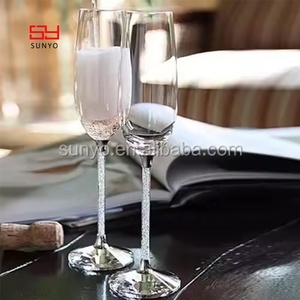 Elegant Luxury High Quality Handmade Customized Tulip Shaped Silver Rim <strong>Champagne</strong> Glass <strong>Flutes</strong> For Party - Product Image 2