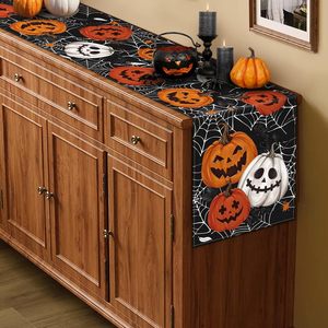 Pour transfrontalière Halloween citrouille fantôme tissé résistant à l'huile Polyester/coton chemin de Table maison fête décoration cuisine araignée - Product Image 4