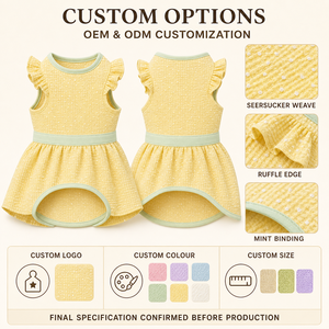 Robes pour chiens, robe sans manches à volants pour animaux de compagnie, tissu respirant, jupe pour chat et chien, OEM ODM, couleur personnalisée pour petits chiots, chatons et animaux de compagnie - Product Image 2