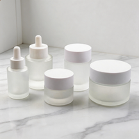 Emballage cosmétique de luxe avec logo personnalisé, 20, 30, 50, 100 g, oz, ml, pot en verre transparent givré pour crème pour les yeux, le visage et le corps, avec couvercle en plastique