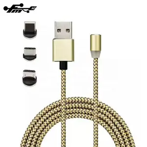 Carregador de Cabo USB 2.4A Nylon Magnético Trançado Cabo De Carregamento USB 2019 para Android PVC Standard Mix Atacado 3 em 1 para Iphone