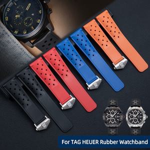 Bracelet de montre en silicone respirant de 22 mm pour Tag <span class=keywords><strong>Heuer</strong></span> F1 CAZ201 WAZ2113 CAZ1010, bracelet en caoutchouc souple avec fermoir déployant - Product Image 1