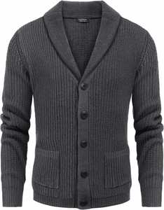 Cárdigan de lana a la moda informal para hombre, chaqueta con logotipo personalizado, cárdigan de punto de lana de talla grande de Color sólido, hebilla de lana - Product Image 4