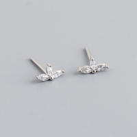 18K Vergoldeter Edel-Schmuck Blatt-Zirkon 925 Sterling Silber Kleine Blumen-Ohrstecker für Damen Jubiläum