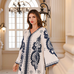 Islamic <strong>Modesty</strong> Abaya Dress Khimar for Women Basic <strong>Style</strong> with Satin Ruffles Beading Feathers Long and Loose Daily Muslim Dress - Product Image 3