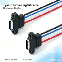 Dual-Winkel-Steckdose, DIY-Ladeanschluss LN-003 Kabel 24AWG 15CM Typ-C Einbau-Buchse