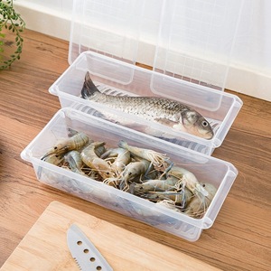 Rectangular Transparent Food Storage Box With Drainage For Fresh Seafood Kitchen Refrigerator Freezer Use - Product Image 1