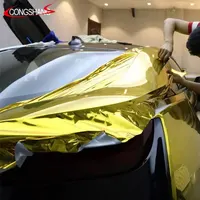 Pabrik Grosir Produsen Auto Vinil Udara Gelembung Bebas Chrome Cermin Gloss Metalik Emas Bungkus Mobil Vinil Gulungan Stiker