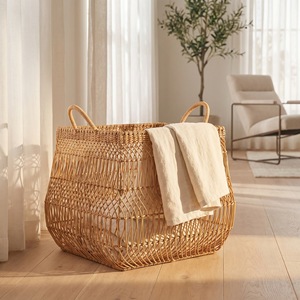 Woven Rattan Laundry <b>Basket</b> Rectangle Washable Storage <b>Basket</b> For Clothing Organizer - Product Image 4