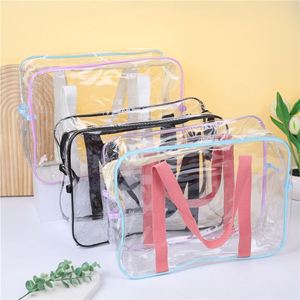 PVC Makeup <b>Bag</b> Custom Eco-friendly Waterproof <b>Transparent</b> Clear with Handle Convenient Shopping Cosmetic <b>Bag</b> - Product Image 1