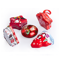 Dongguan Factory Boîte de Noël en fer blanc pour cadeau Paquet de bonbons et de biscuits Boîtes de Noël pour gâteaux Boîte de Noël en forme d'arbre avec fenêtre