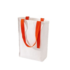 Blank Cotton Canvas Tote Bags With Colorful Handles For Shopping Casual Use - Product Image 4