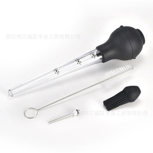 Turkey Seasoning Pump Silicone Needle With Cleaning Brush Meat Injector Barbecue Tool Red And Black - Product Image 5