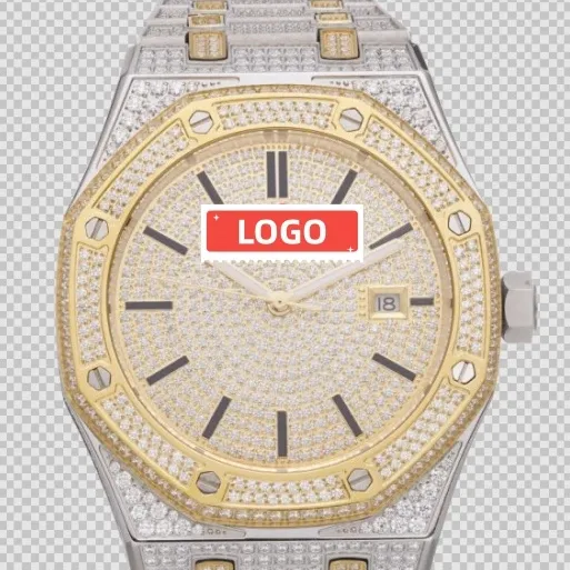 Роскошные часы из нержавеющей стали со льдом и цирконом, бриллиантовые часы на заказ, 925 серебряные часы со льдом VVS Moissanite для мужчин