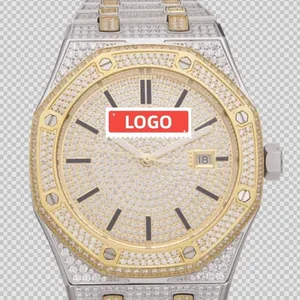 luxury Stainless Steel Iced Out Zircon Diamond Watches Custom Diamond Past Tester 925 silver Iced VVS Moissanite Watch for Men