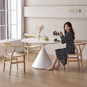 Tavolo da Pranzo in Pietra Sinterizzata Stile Francese Bianco Puro Moderno Minimalista per Piccoli Appartamenti Set Tavolo e Sedie da Pranzo - Product Image 3