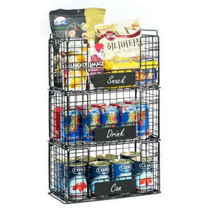 Stackable 3 Tier Metal Wire Mesh Basket Standing Shelf Wire Basket Storage Bin For Food Fruit Sundries