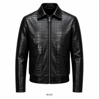 Veste en cuir unisexe de luxe en PU texturé effet croco, coupe ajustée, coupe-vent et imperméable, pour la vente en gros et la personnalisation