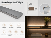 Éclairage de meuble en profilé aluminium pour salle de bain, pour bord arrière d'étagère de 18 mm, avec espace de 6 mm, boîtier de rétroéclairage LED double face à clipser YB1036-31