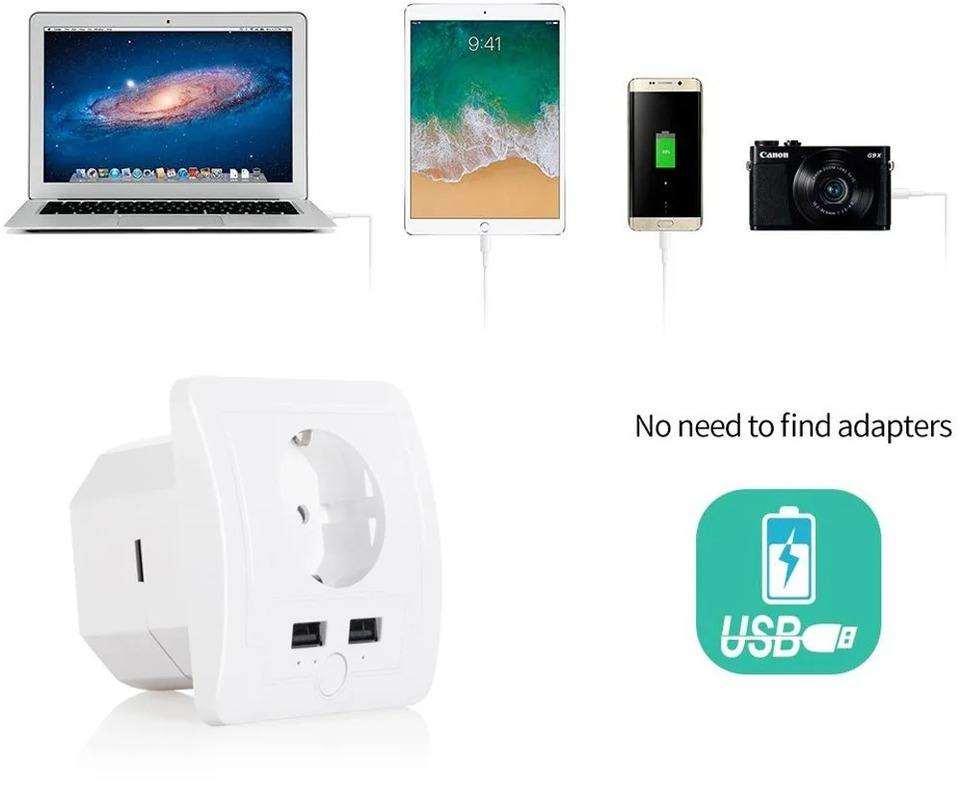 HONPNK European Wi-Fi Wall Socket Voice Remote Control Timed On/Off Function and Graffiti Style Smart Wall Socket