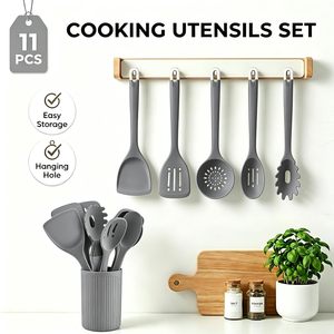 Ensemble d'ustensiles de cuisine en silicone de qualité supérieure, résistant aux hautes températures, avec spatule, cuillère à soupe et outils de cuisson - Product Image 2