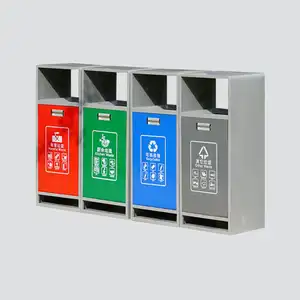 outdoor steel waste container rubbish recycle bin garden rectangle metal trash can park commercial ashtray waste bin