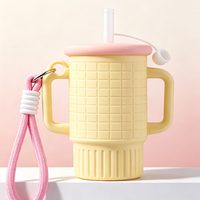 Nuevo Vaso de Silicona 2026 con Pajita de Aprendizaje, Funda Protectora y Cordón, 250ml, Reutilizable, Seguro para Agua Hirviendo, Diseño para Beber Directo