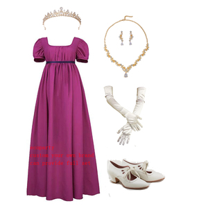 Abiti Regency Ecowalson per Donne con Fascia in Raso, Maniche a Sbuffo con Volant, Vestito con Vita Impero, Costume Medievale Rinascimentale - Product Image 4