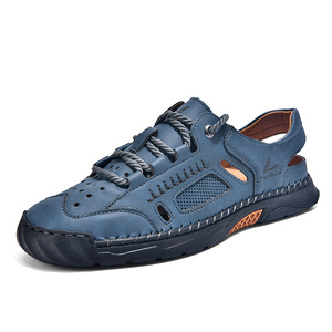 Sandalias con punta cerrada cosidas a mano para hombre, sandalias informales huecas transpirables, zapatos anticolisión para exteriores, para salidas de ocio junto al río - Product Image 6