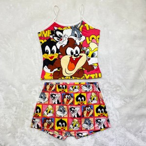 Conjunto de Pijama para Mujer Sexy y Económico con <span class=keywords><strong>Top</strong></span> Halter sin Mangas y Shorts de Satén con Dibujos Animados Personalizados - Product Image 4