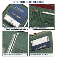 Portefeuille de voyage en cuir PU anti-RFID avec fermeture éclair longue et dragonne, vente en gros