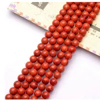 Éponge de perles rondes rouge corail, 100 pièces, perles lisses, 6 mm 8mm 10 mm 12 mm pour la fabrication de Bracelet, collier de bijoux, bricolage