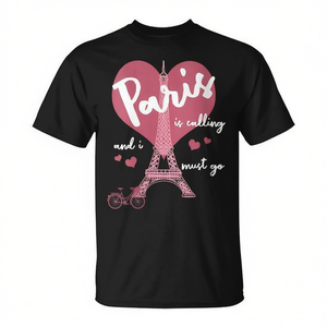Camiseta de la Torre Eiffel de Francia, diseño promocional con la frase Paris Calling Must Go - Product Image 2