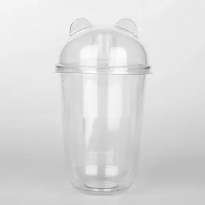 plastic cup with lids custom printing disposable clear bubble tea juice cup disposable take away dessert cups with lids