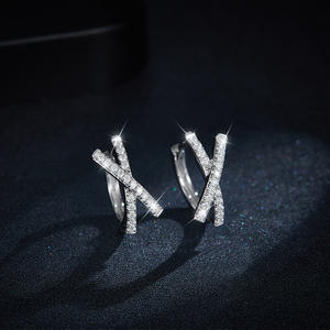 Aros de Plata con Moissanita, Diseño Moderno, Paquete al por Mayor, Chapados en Oro y Rodio, Unisex - Product Image 4