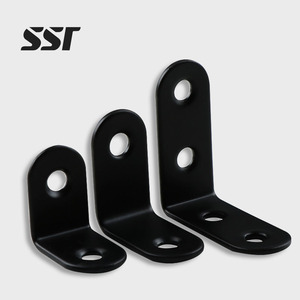 Support d'étagère de protection en forme de L noir avec vis pour meubles - Product Image 1