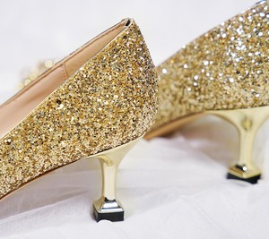 2023 nouveau Design sandale et sacs ensemble pour femmes luxe paillettes tissu talon pointu sandale mariage fantaisie mariée or chaussure talon haut - Product Image 6