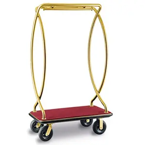 Nuevo Carro <span class=keywords><strong>de</strong></span> Equipaje Tipo Jaula para Pájaros, Carro <span class=keywords><strong>de</strong></span> Metal Dorado con Ruedas para Hotel, Carro <span class=keywords><strong>de</strong></span> Equipaje Tipo Jaula para Pájaros para Conserje - Product Image 2
