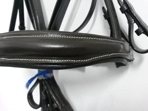 Caballo de cuero genuino de alta calidad, Boca de lujo, doble brida con banda anatómica para la nariz y banda para las cejas de canal vacío - Product Image 5