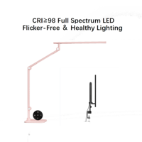 Lampe de bureau LED avec commande tactile et télécommande, double source de lumière, intensité et couleur réglables, adaptée pour le bureau, l'étude et la dortoir