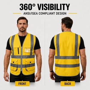 Gilet di Sicurezza ad Alta Visibilità ZUJA con Logo Personalizzabile, Resistente, per Lavori Stradali, con 5 Tasche - Product Image 2