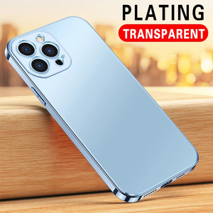 Custodia sottile trasparente antiurto placcatura di lusso per <span class=keywords><strong>iPhone</strong></span> 13 12 11 Pro Max X Xs XR 7 <span class=keywords><strong>8</strong></span> Plus SE2 Mini <span class=keywords><strong>Cover</strong></span> paraurti in Silicone morbido - Product Image 4