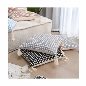 Queeneo cuscino da tiro personalizzato plain jacquard weave faux linen boho federe per cuscini fodere per cuscini