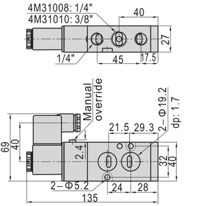 4m310-08 5/2 cách 1/4 "AC220V DC24V khí nén điện từ namur solenoid valve cho đôi hành động khí nén thiết bị truyền động - Product Image 5