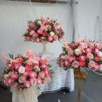 Boule de fleurs artificielles en soie, rose rouge, jacinthe, centre de table, ornement, décoration de mariage, accessoires pour événements et fêtes