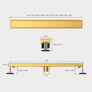 Desagüe de ducha de bañera de 24 '48' pulgadas Desague de Ducha Patrón de cubierta personalizable Drenaje de piso lineal de 1200MM - Product Image 3